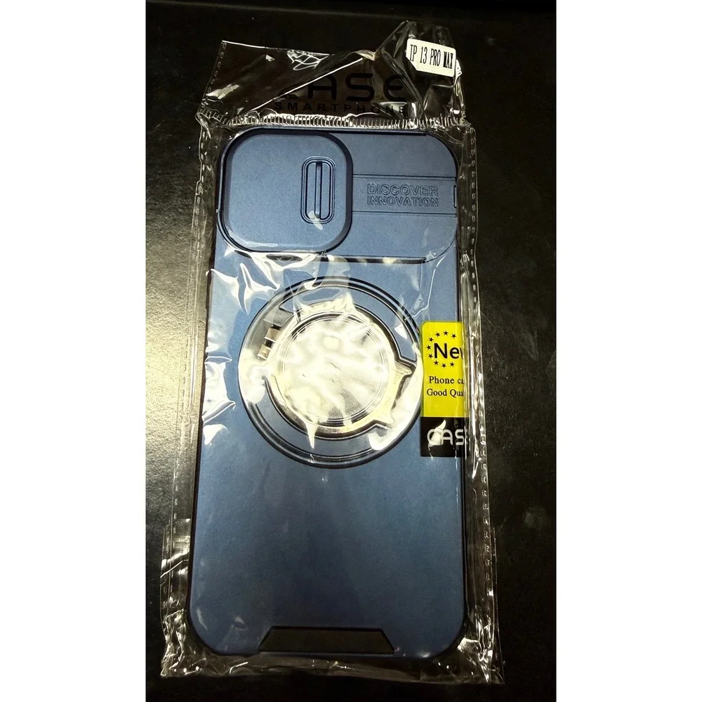 Phone Case iPhone 13 Pro Max Blue NEW Sliding Camera Cover Ring Stand